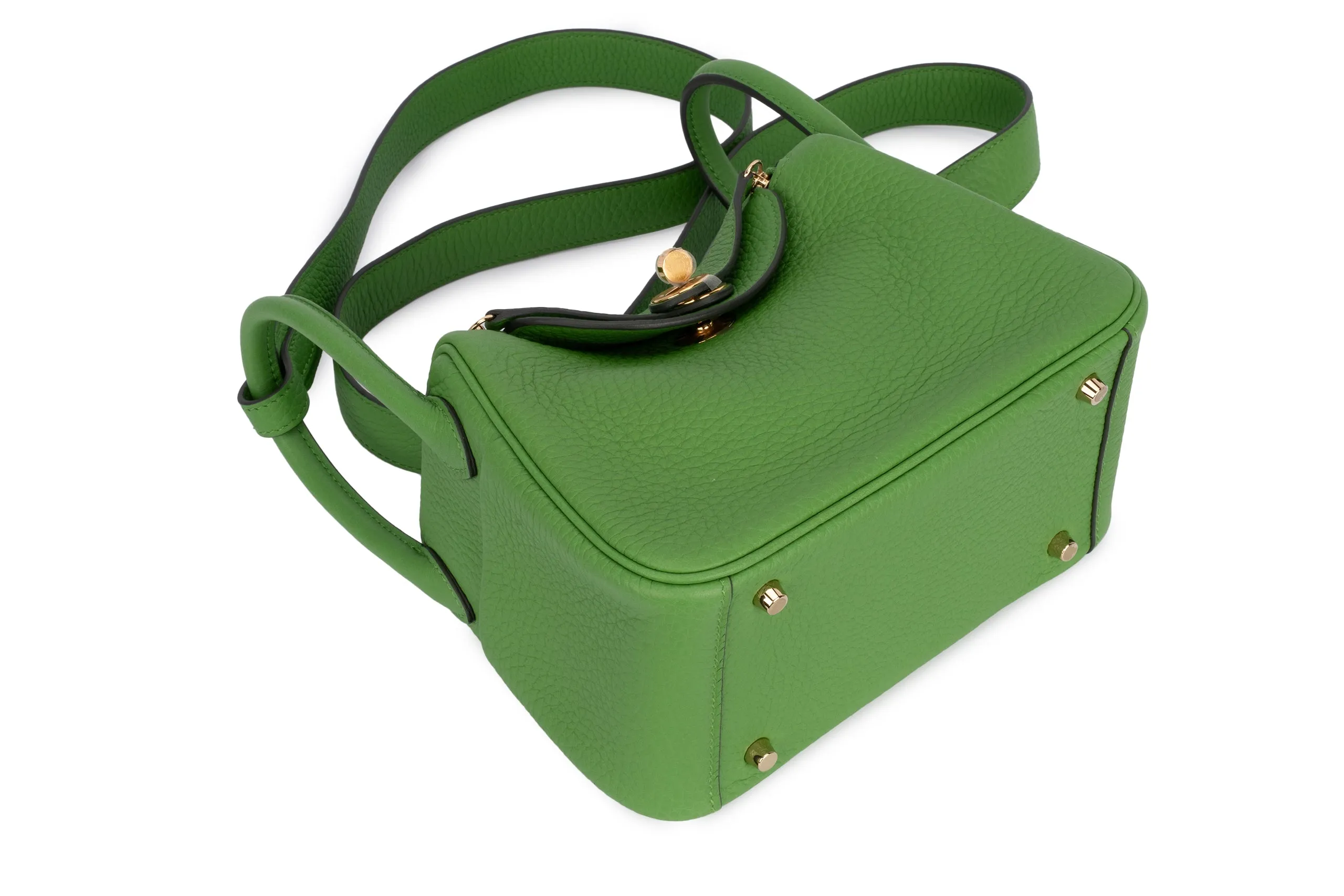 Hermès Mini Lindy Clemence	Vert Yucca	GHW