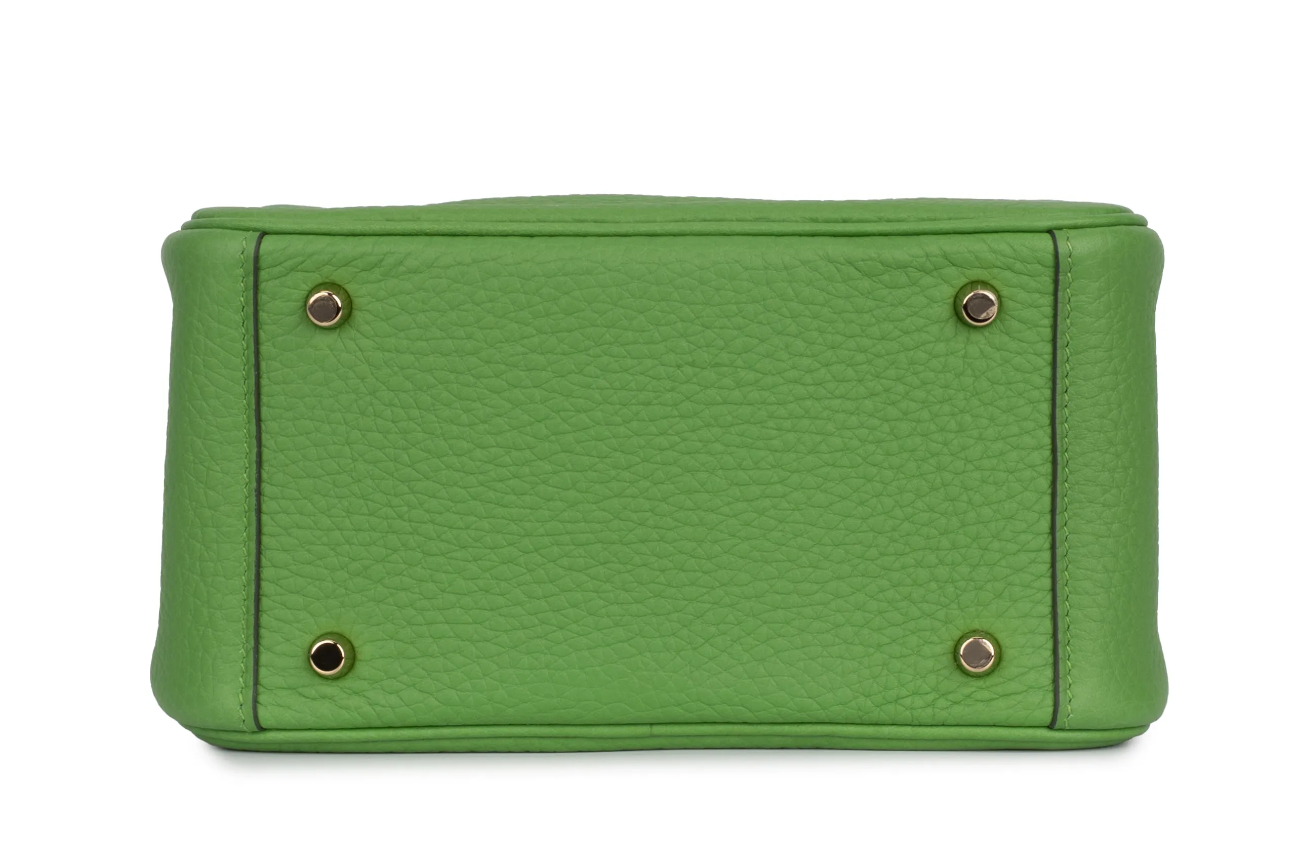 Hermès Mini Lindy Clemence	Vert Yucca	GHW