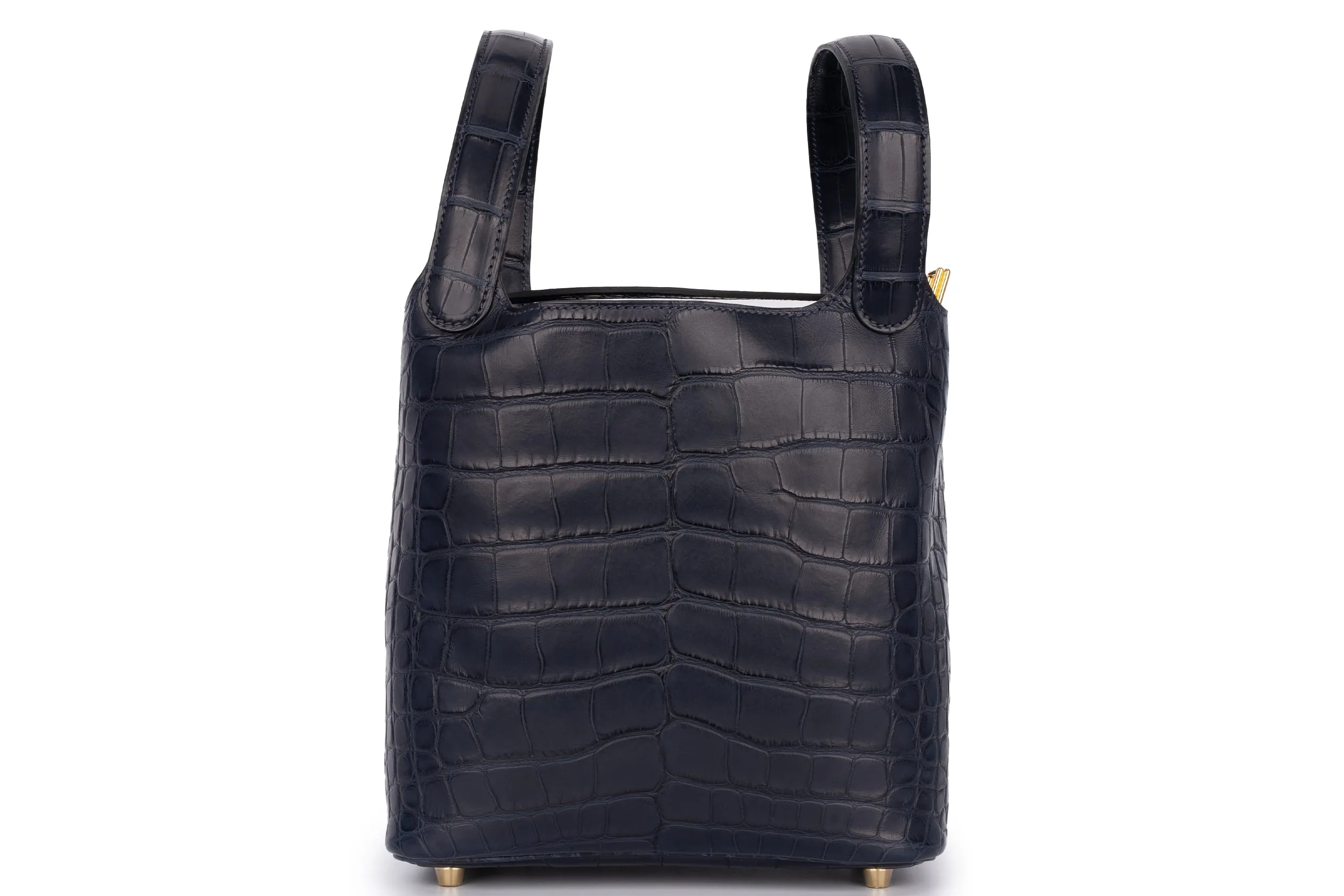 Hermès Picotin 18	Exotic	Alligator Mississippiensis	Bleu Indigo	GHW
