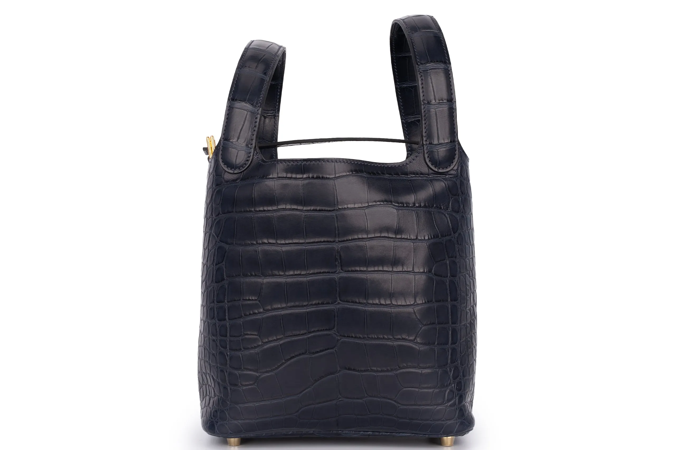 Hermès Picotin 18	Exotic	Alligator Mississippiensis	Bleu Indigo	GHW