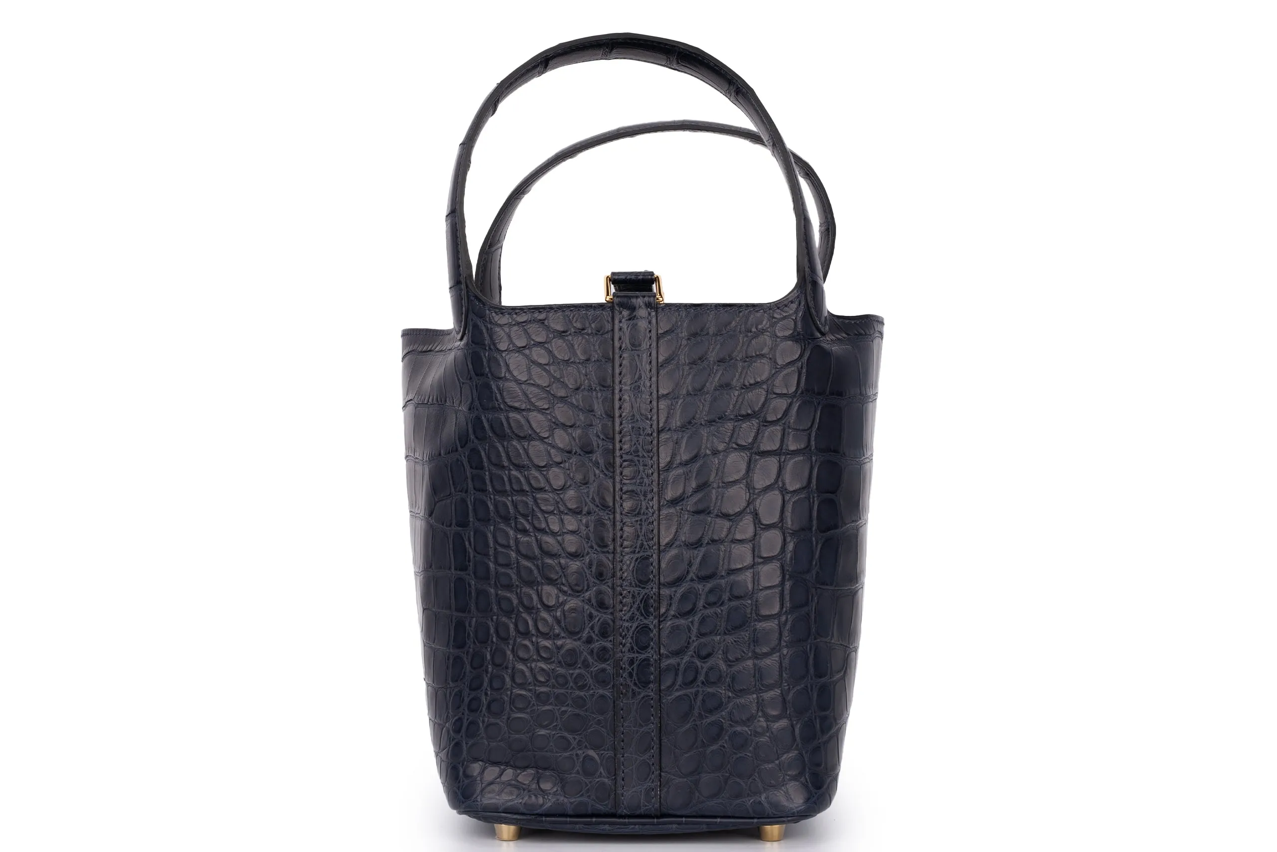 Hermès Picotin 18	Exotic	Alligator Mississippiensis	Bleu Indigo	GHW