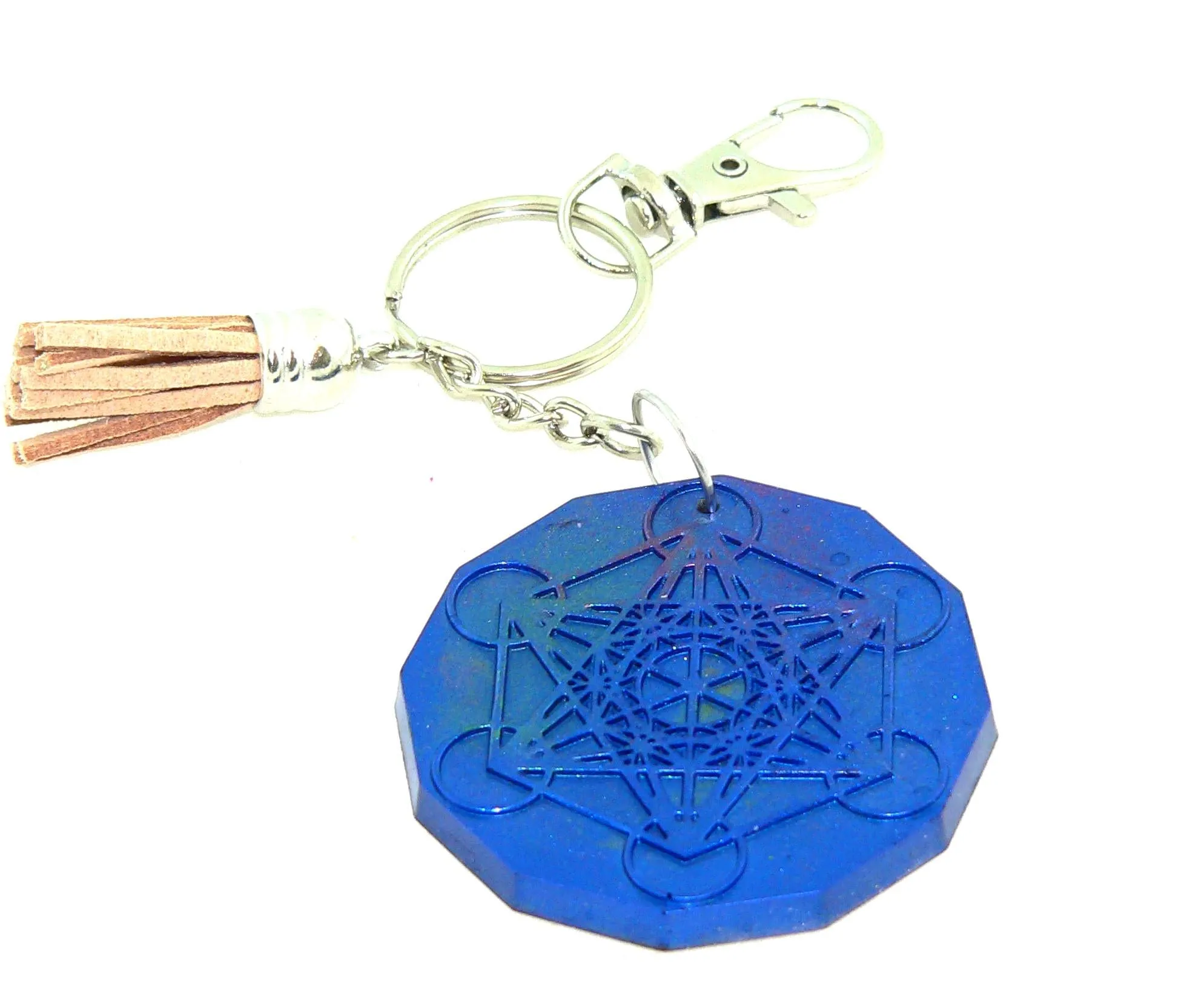 Hexagram Chakra Resin Keychain: Spiritual Boho Accessory for Purses, Backpacks & Meditation