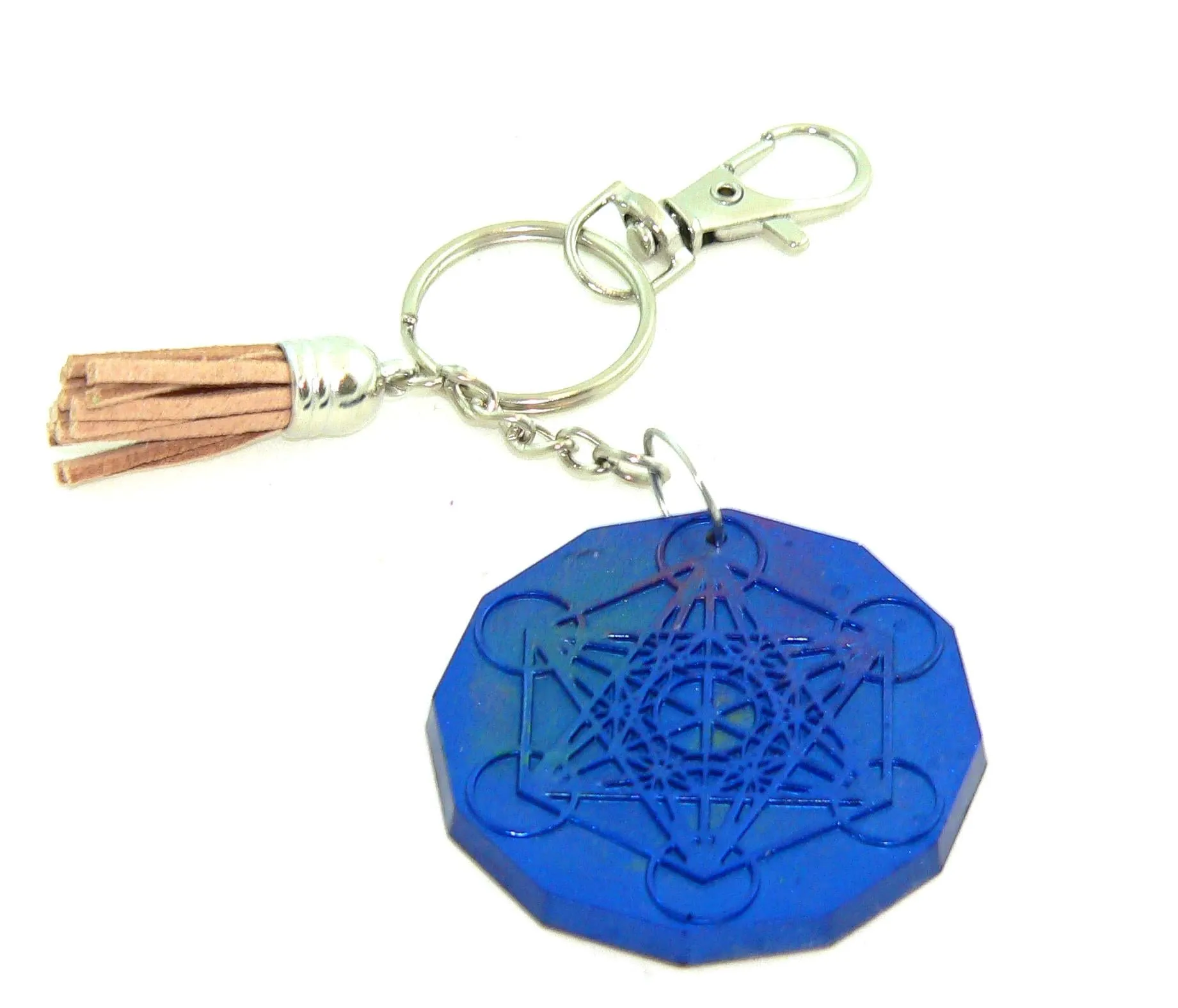 Hexagram Chakra Resin Keychain: Spiritual Boho Accessory for Purses, Backpacks & Meditation