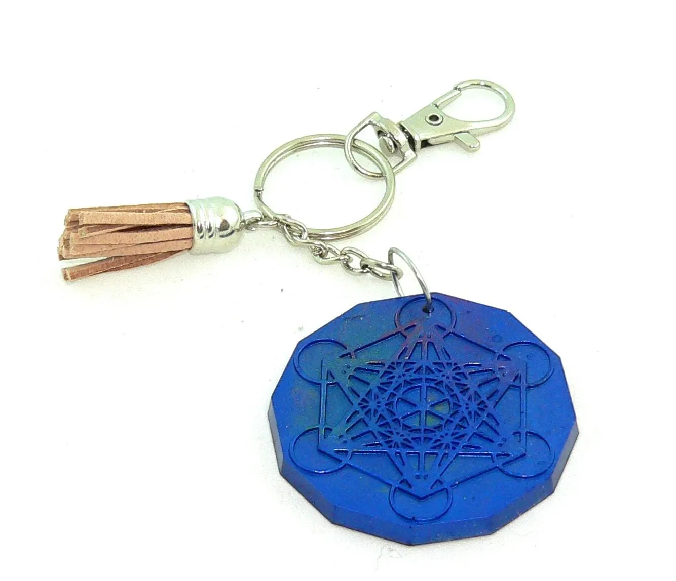 Hexagram Chakra Resin Keychain: Spiritual Boho Accessory for Purses, Backpacks & Meditation
