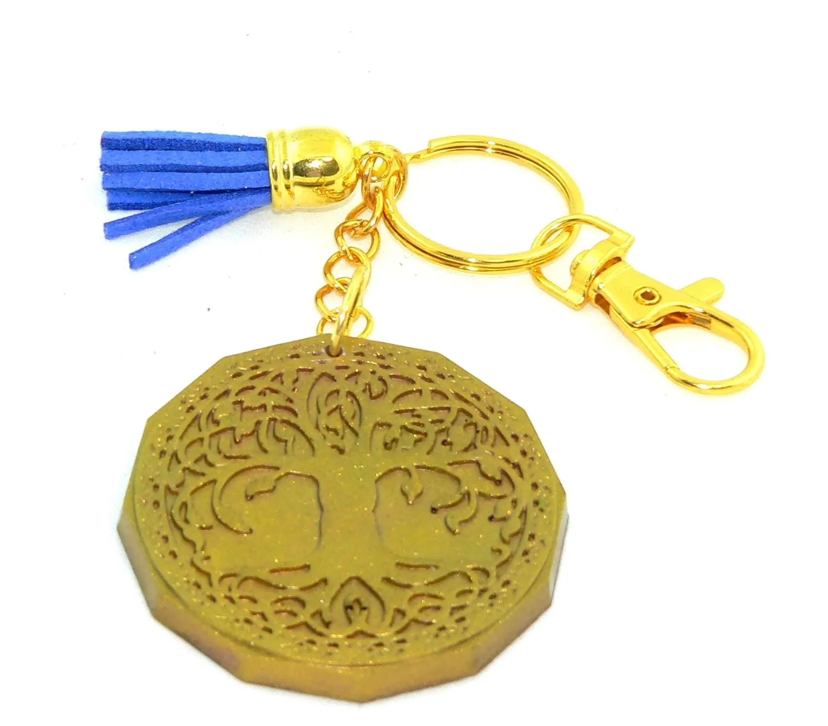 Hexagram Chakra Resin Keychain: Spiritual Boho Accessory for Purses, Backpacks & Meditation