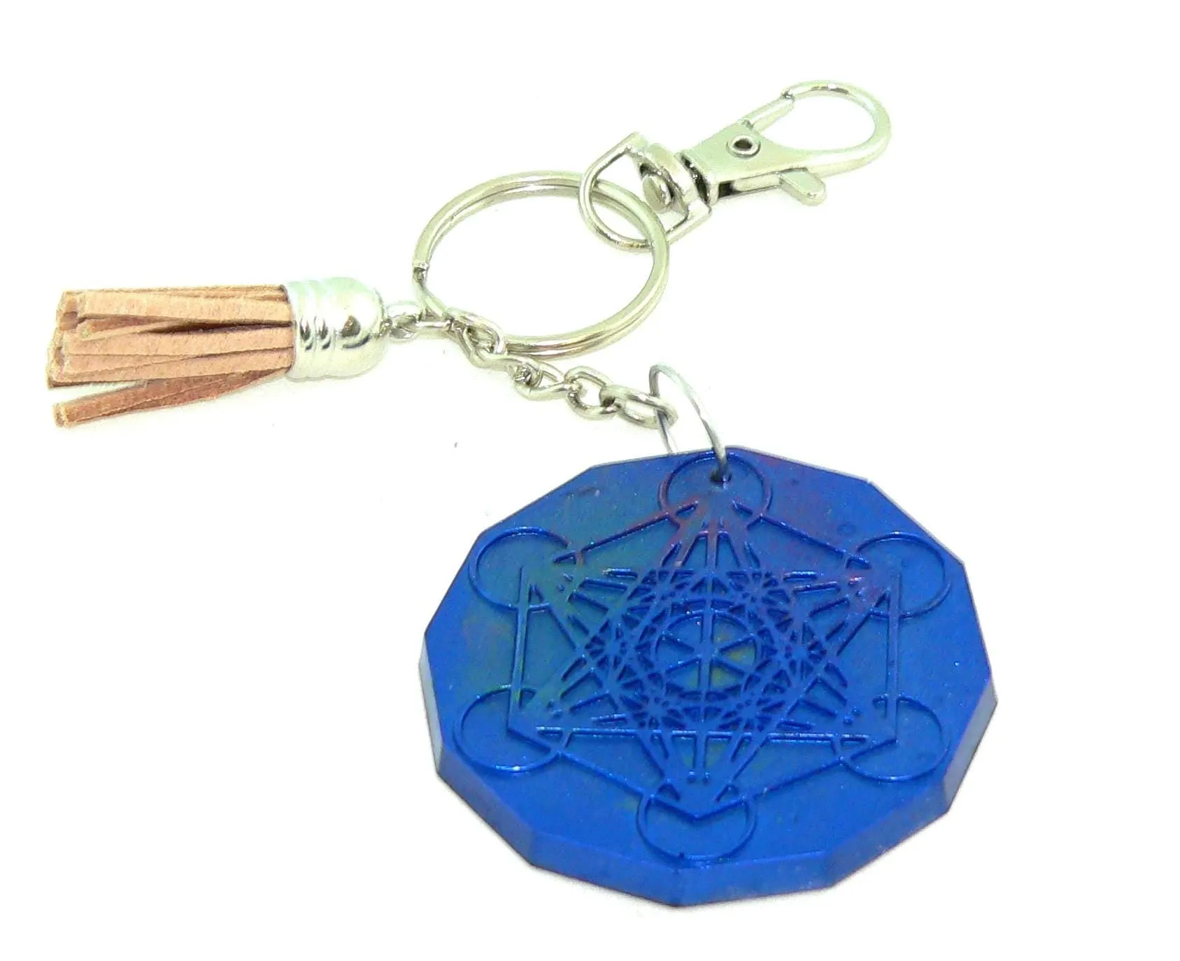 Hexagram Chakra Resin Keychain: Spiritual Boho Accessory for Purses, Backpacks & Meditation