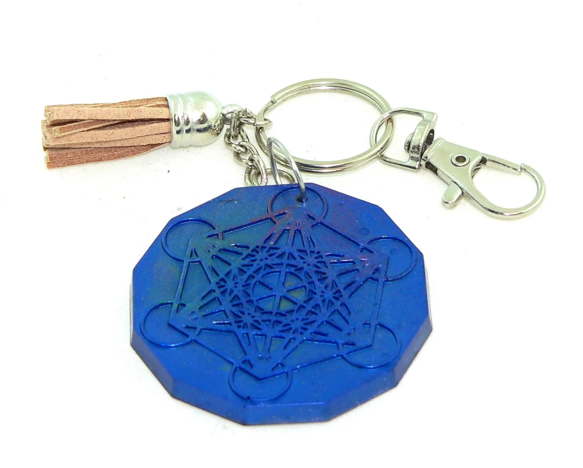 Hexagram Chakra Resin Keychain: Spiritual Boho Accessory for Purses, Backpacks & Meditation