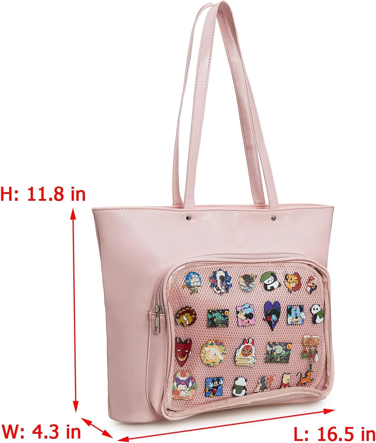 High-Capacity Pins Display Ita Bag Tote bag PU Leather Shoulder Crossbody Bag Purses and Handbags