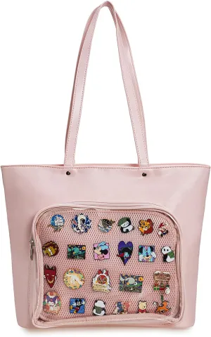 High-Capacity Pins Display Ita Bag Tote bag PU Leather Shoulder Crossbody Bag Purses and Handbags