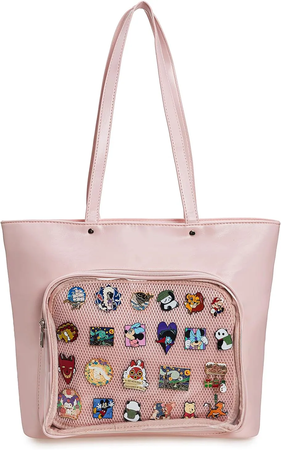 High-Capacity Pins Display Ita Bag Tote bag PU Leather Shoulder Crossbody Bag Purses and Handbags