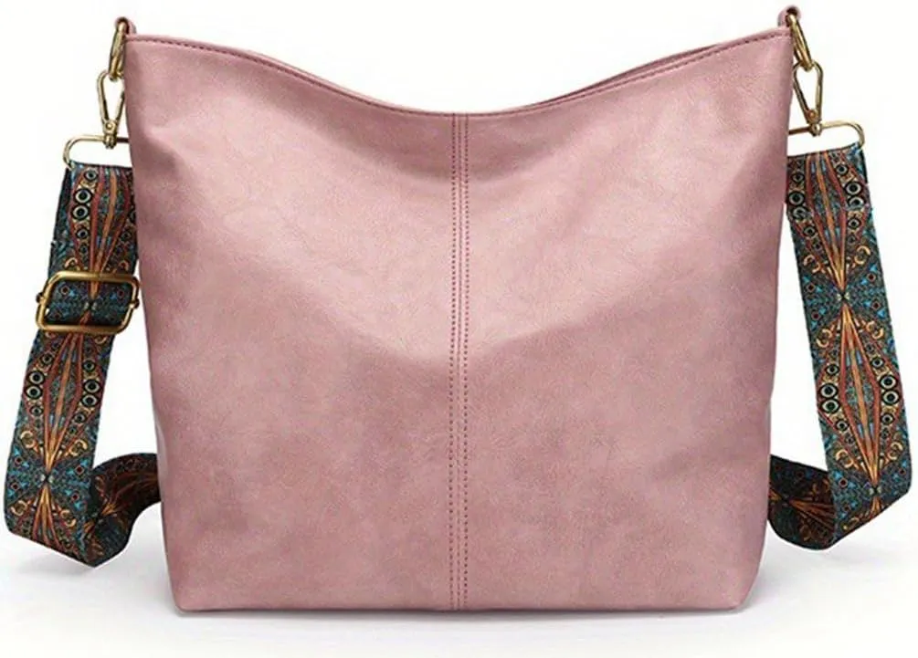 Hobo Bag for Women Crossbody Handbags Large Designer Ladies Bucket Purse PU Leather Shoulder Bags with Wide Shoulder Strap