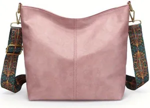 Hobo Bag for Women Crossbody Handbags Large Designer Ladies Bucket Purse PU Leather Shoulder Bags with Wide Shoulder Strap