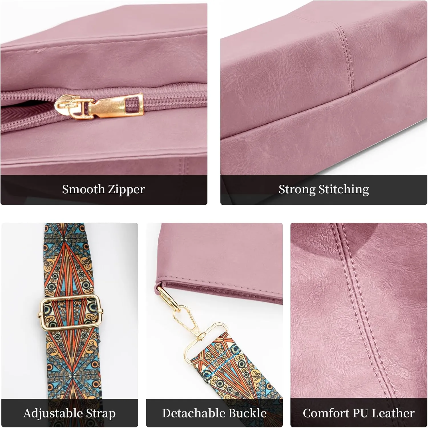 Hobo Bags for Women Crossbody Bag Guitar Strap Purse Vegan Leather Shoulder Handbags Boho Purses Tote Bucket Bag