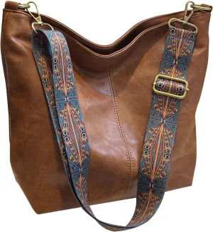 Hobo Bags for Women Crossbody Bag Guitar Strap Purse Vegan Leather Shoulder Handbags Boho Purses Tote Bucket Bag