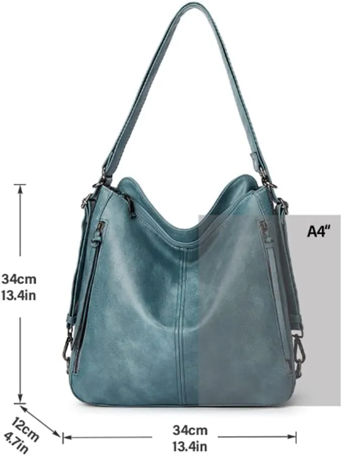 Hobo Tote Shoulder Bag Purses 3pcs for Women PU Retro Backpack Handbag Satchel Clutch Wallet Burgundy
