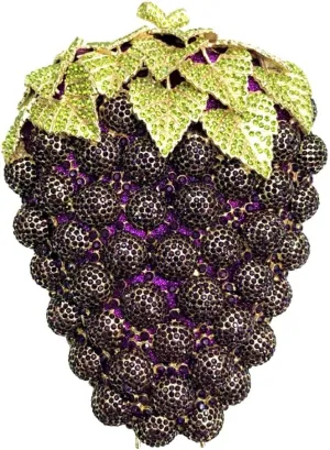 Hollow Carved Grape Rhinestone Evening Clutch Women Luxury Crystal Handbags Purses for Party and Wedding