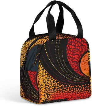 Hot And Warm African Wax Print Reusable Lunch Bag Insulated Tote Box Cooler Food Handbags Case For Women Men 22 * 20 * 13cm