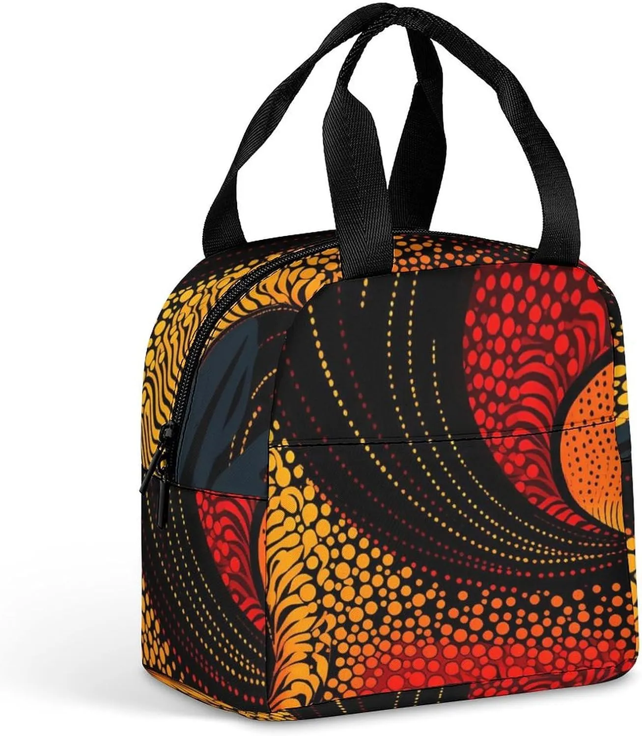 Hot And Warm African Wax Print Reusable Lunch Bag Insulated Tote Box Cooler Food Handbags Case For Women Men 22 * 20 * 13cm