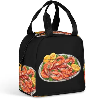 I Love Seafood Funny Reusable Lunch Bag Insulated Tote Box Cooler Food Handbags Case For Women Men 8.5 X 8 X 5 Inches