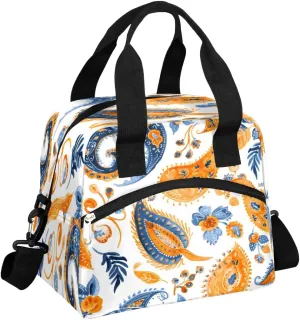 Insulated Lunch Bag for Women Men Adults Reusable Waterproof Leakproof Lunch Box Ethnic Pelis Flower Abstraction Large Cooler Lunch Tote Handbags Meal Prep Bag for Work Travel Picnic Lunch Pail