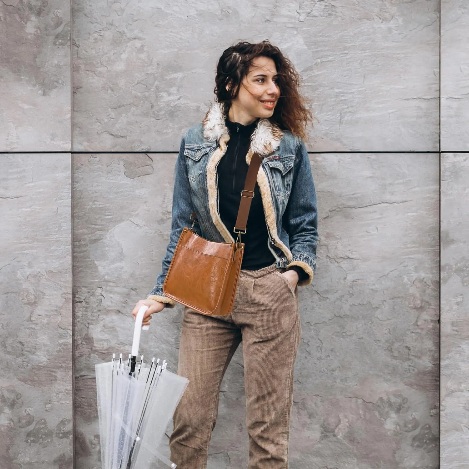 JAMfit Crossbody Bag for Women Vegan Leather Hobo Handbags Trendy Shoulder Purse Handbag With 2 Adjustable Strap