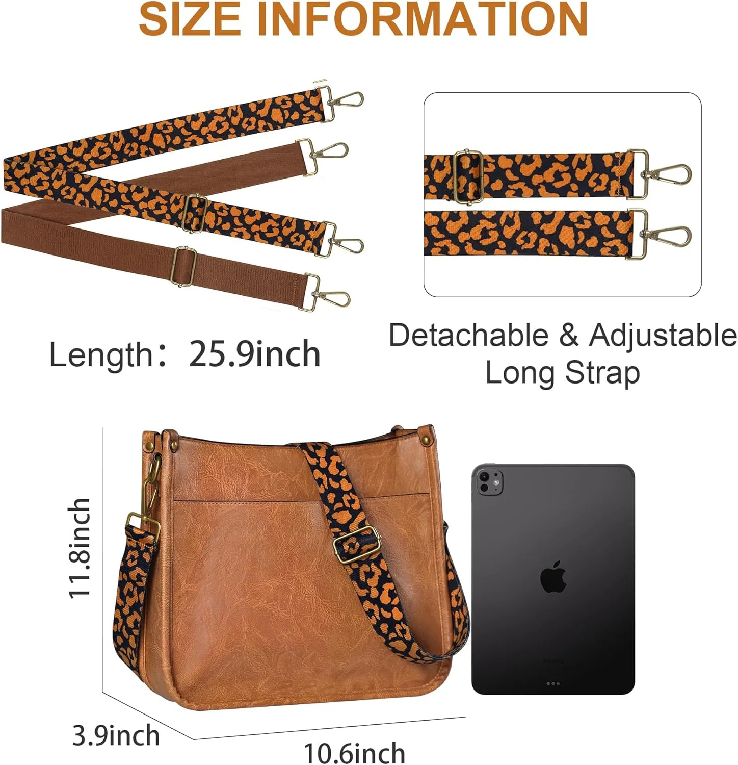 JAMfit Crossbody Bag for Women Vegan Leather Hobo Handbags Trendy Shoulder Purse Handbag With 2 Adjustable Strap