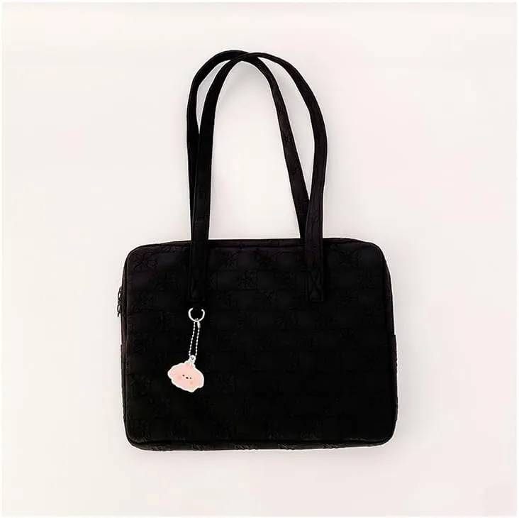 Japanese Cutecore Messenger Bag 11 Inch 13 Inch Kawaii Shoulder Handbags for Women Tote Laptop Bag with Accessories (Black,13 inch)