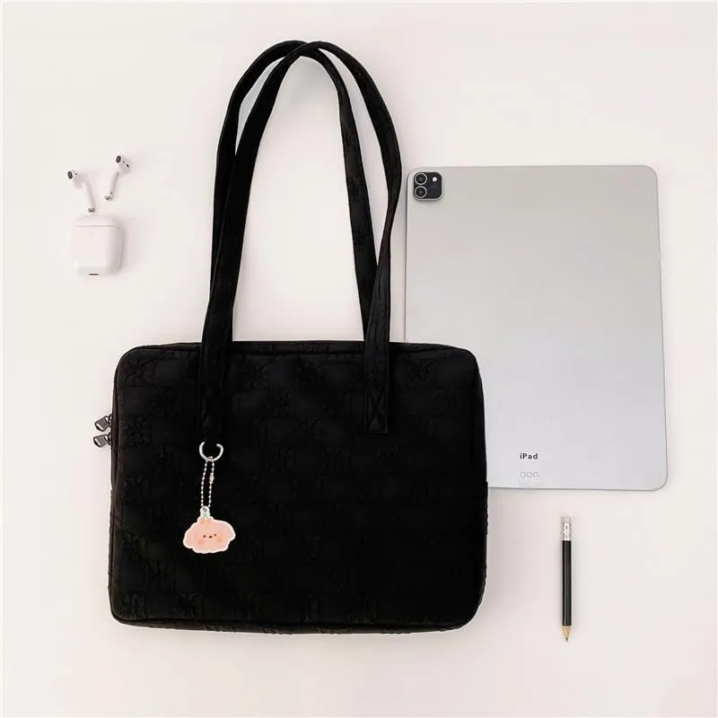 Japanese Cutecore Messenger Bag 11 Inch 13 Inch Kawaii Shoulder Handbags for Women Tote Laptop Bag with Accessories (Black,13 inch)