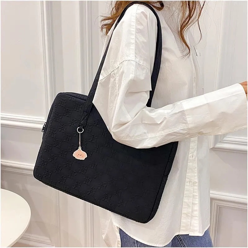Japanese Cutecore Messenger Bag 11 Inch 13 Inch Kawaii Shoulder Handbags for Women Tote Laptop Bag with Accessories (Black,13 inch)
