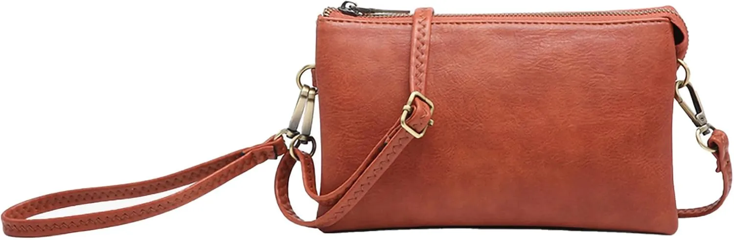 JEN & CO. Riley Small Crossbody Bags Vegan Leather Wristlet Wallets Clutch Purses Shoulder Handbag for Women