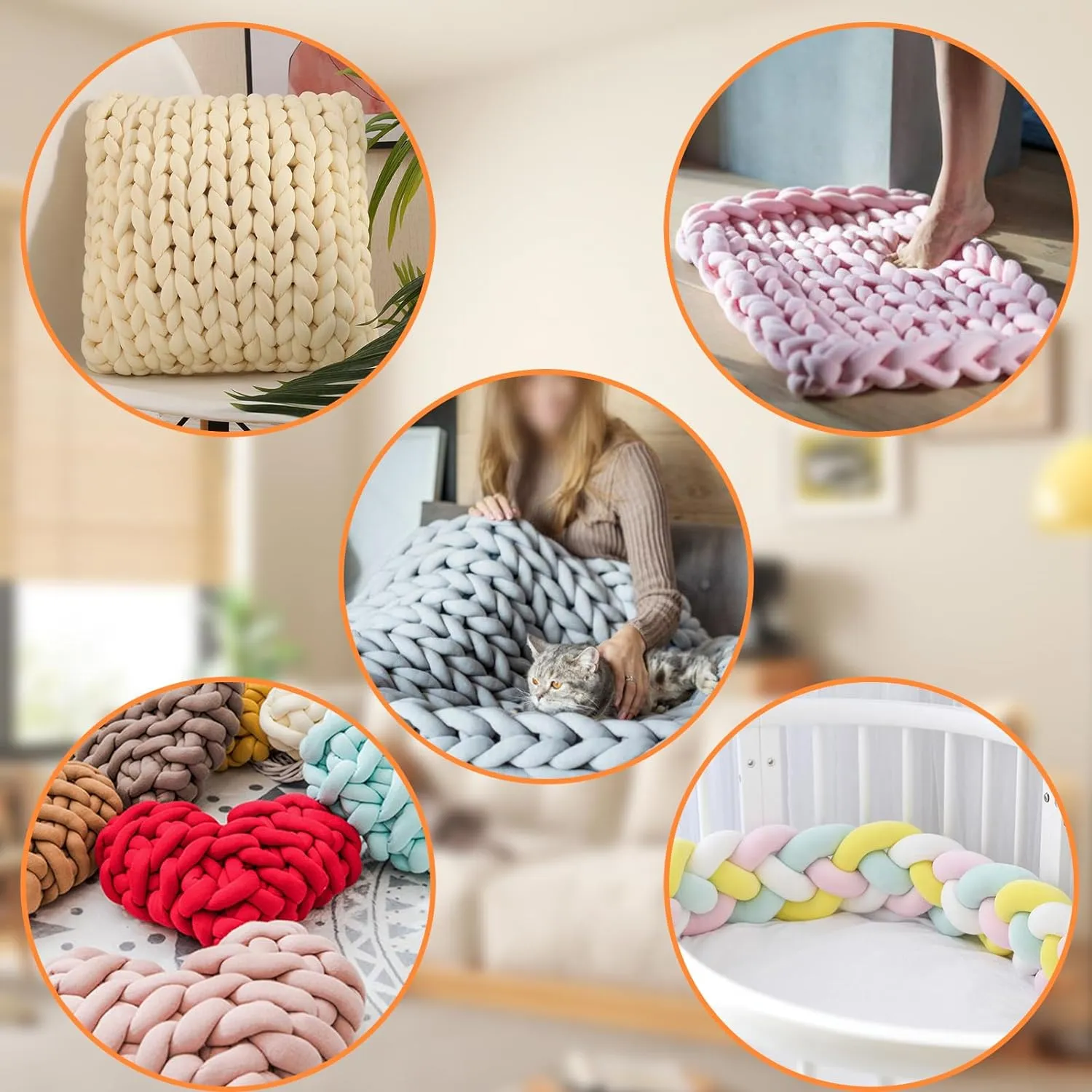 JeogYong Chunky Yarn for Hand Knitting, 0.55lb/10 Yards Arm Knitting Bulky Giant Tubular Yarn for Bags, Baskets, Pillows, Pet Nests, DIY Crafts (Grass Green)