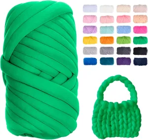 JeogYong Chunky Yarn for Hand Knitting, 0.55lb/10 Yards Arm Knitting Bulky Giant Tubular Yarn for Bags, Baskets, Pillows, Pet Nests, DIY Crafts (Grass Green)