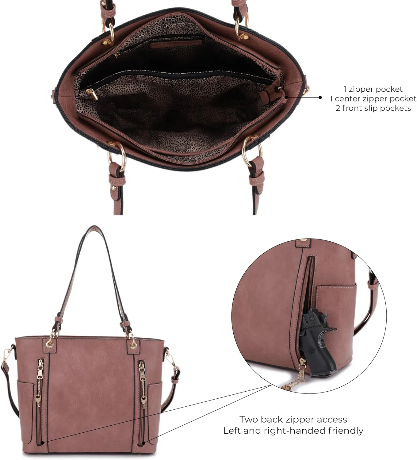 JESSIE & JAMES | Austin Whipstitching Concealed Carry Tote Bag with Lock and Key, Top Handle CCW Purse
