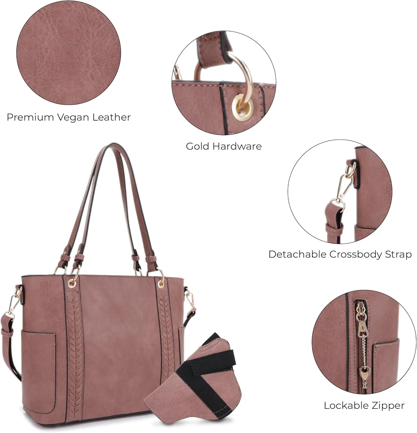 JESSIE & JAMES | Austin Whipstitching Concealed Carry Tote Bag with Lock and Key, Top Handle CCW Purse