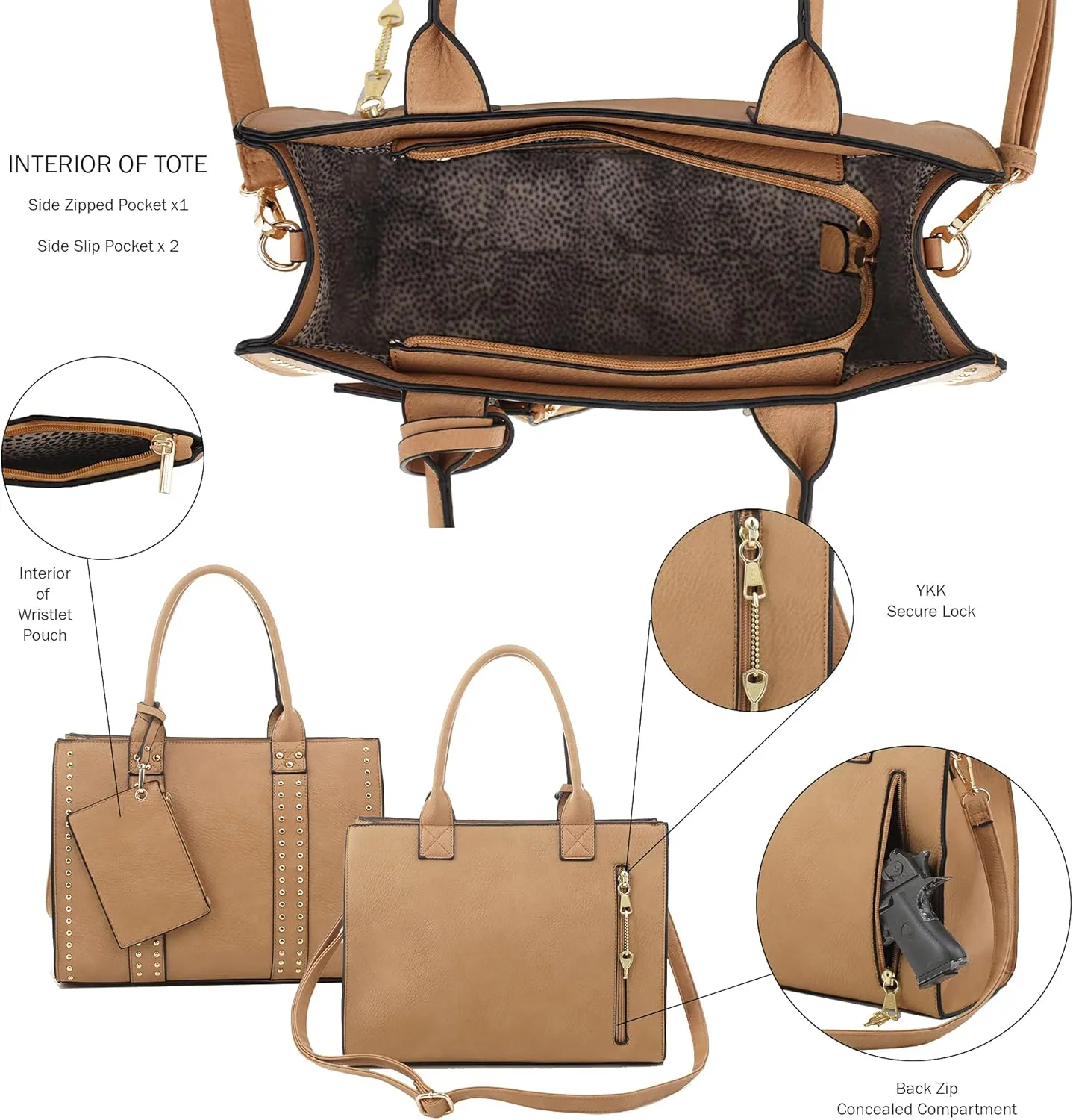 JESSIE & JAMES Concealed Carry Satchel Purse, Top Handle CCW Handbag with Shoulder Strap