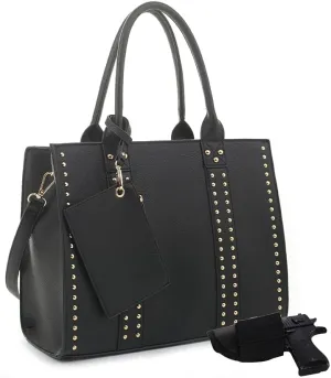 JESSIE & JAMES Concealed Carry Satchel Purse, Top Handle CCW Handbag with Shoulder Strap