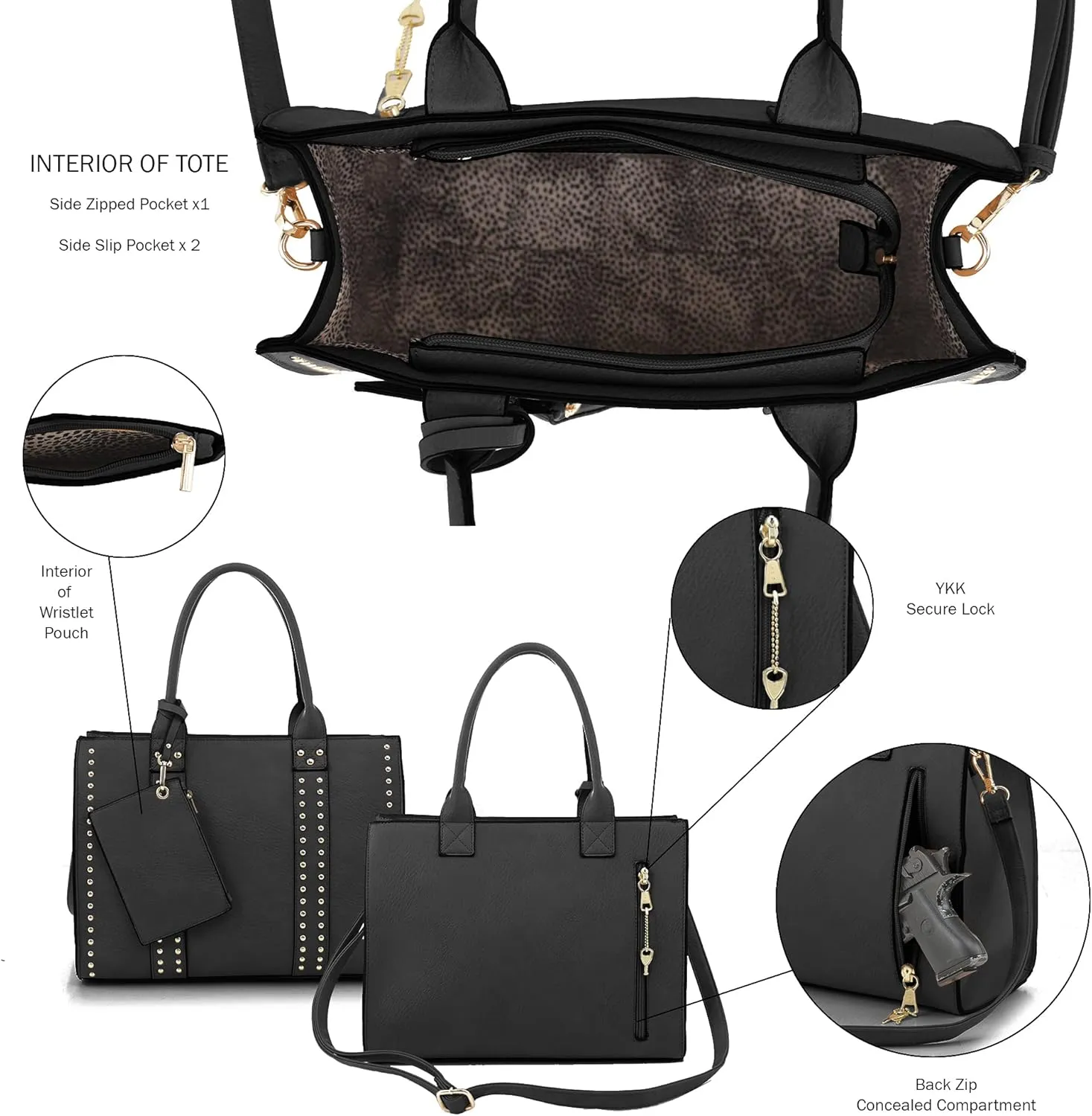 JESSIE & JAMES Concealed Carry Satchel Purse, Top Handle CCW Handbag with Shoulder Strap