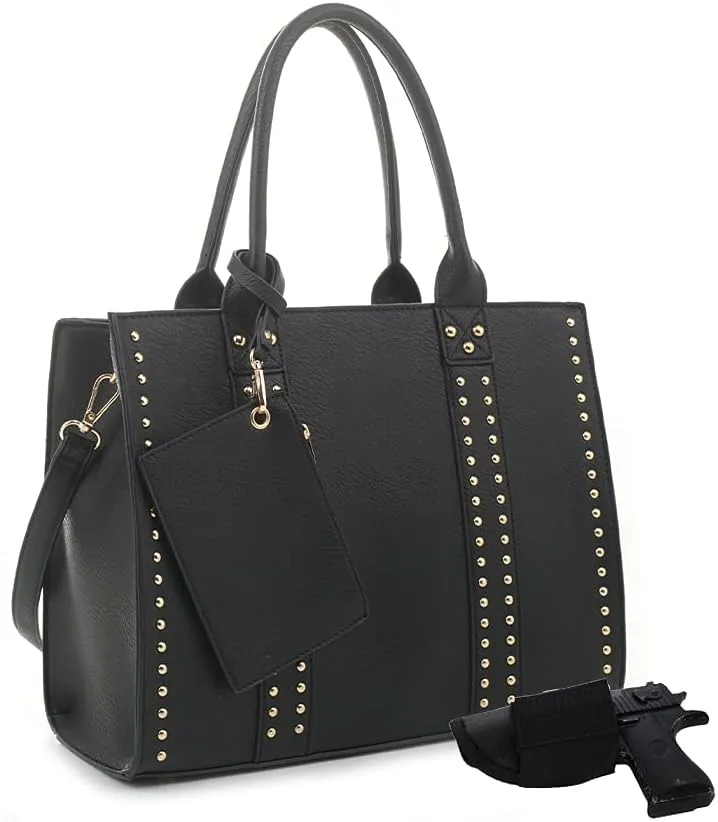 JESSIE & JAMES Concealed Carry Satchel Purse, Top Handle CCW Handbag with Shoulder Strap
