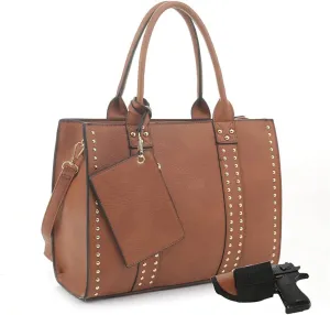 JESSIE & JAMES Concealed Carry Satchel Purse, Top Handle CCW Handbag with Shoulder Strap