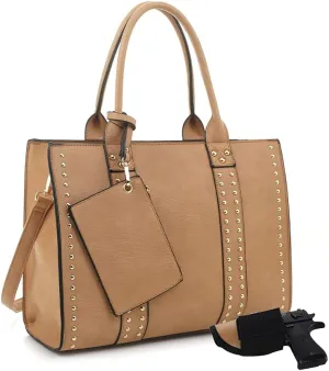 JESSIE & JAMES Concealed Carry Satchel Purse, Top Handle CCW Handbag with Shoulder Strap