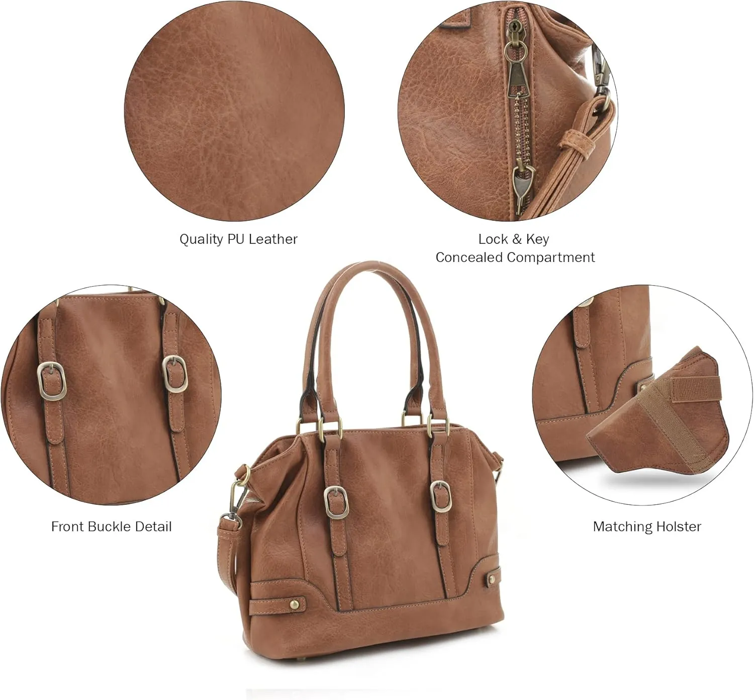 JESSIE & JAMES Elena Concealed Carry Satchel Purse Top Handle Shoulder Tote Bags For Women with Lock and Key