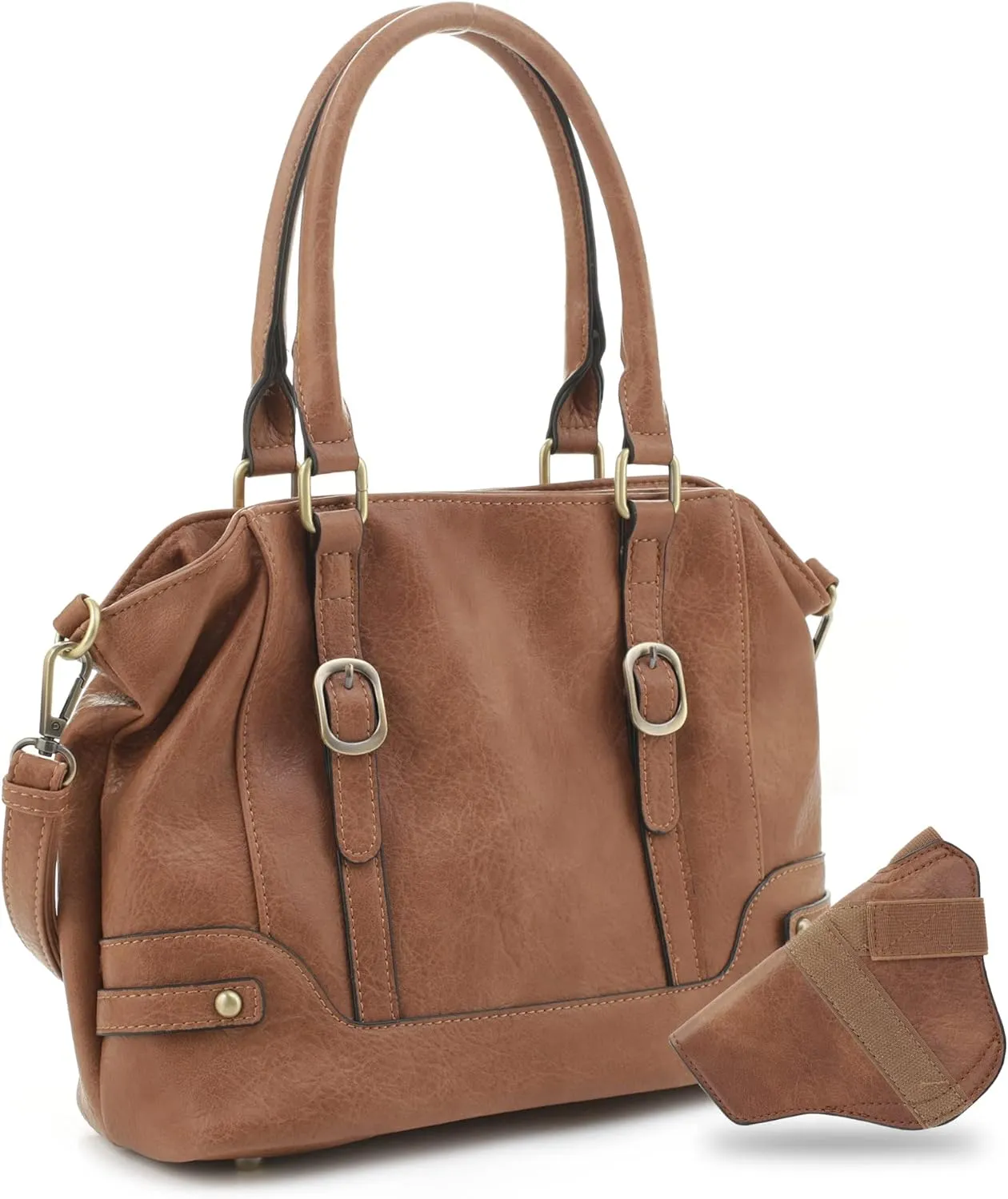 JESSIE & JAMES Elena Concealed Carry Satchel Purse Top Handle Shoulder Tote Bags For Women with Lock and Key