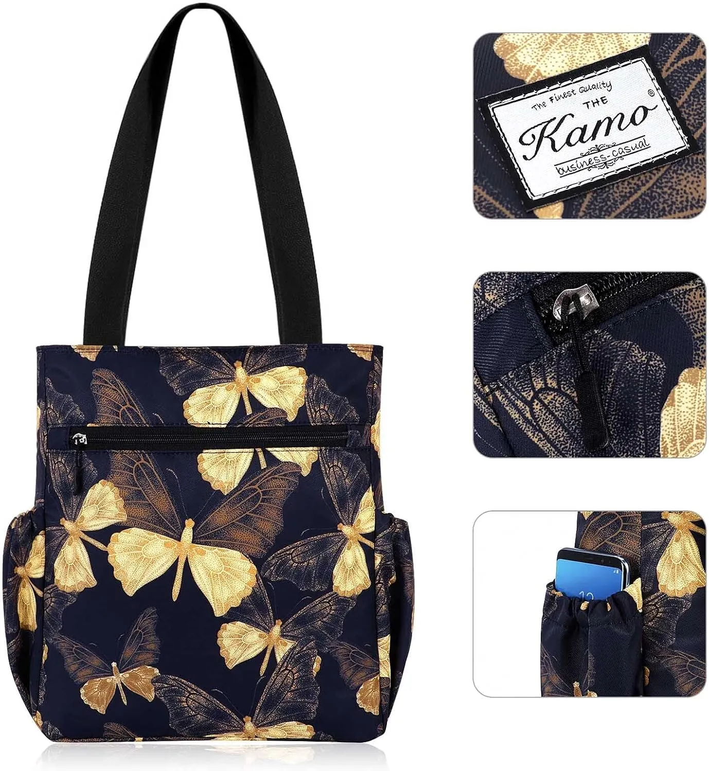 KAMO Floral Tote Bag - Waterproof Lightweight Handbags Travel Shoulder Bag for Hiking Yoga Gym Swimming Travel Beach