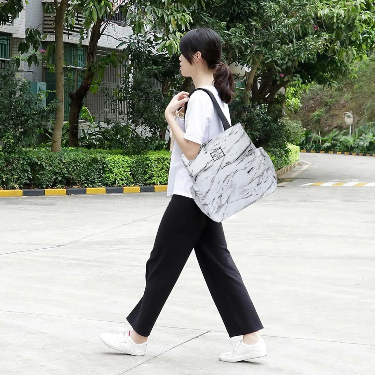 KAMO Floral Tote Bag - Waterproof Lightweight Handbags Travel Shoulder Bag for Hiking Yoga Gym Swimming Travel Beach