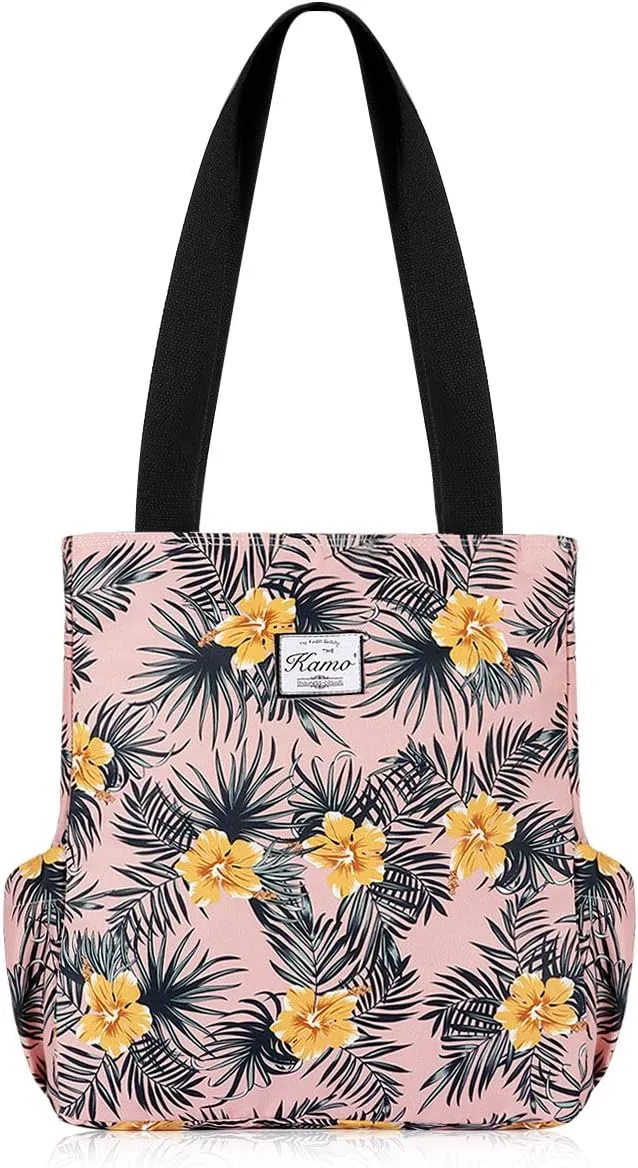 KAMO Floral Tote Bag - Waterproof Lightweight Handbags Travel Shoulder Bag for Hiking Yoga Gym Swimming Travel Beach