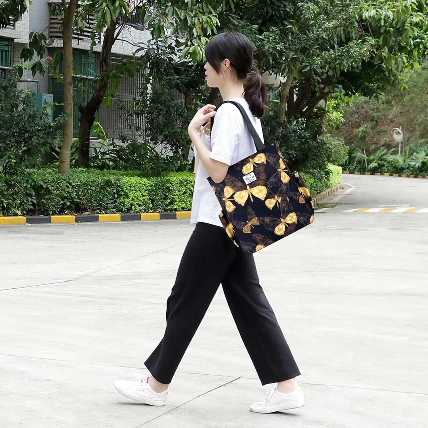 KAMO Floral Tote Bag - Waterproof Lightweight Handbags Travel Shoulder Bag for Hiking Yoga Gym Swimming Travel Beach