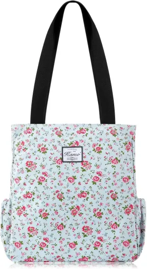 KAMO Floral Tote Bag - Waterproof Lightweight Handbags Travel Shoulder Bag for Hiking Yoga Gym Swimming Travel Beach
