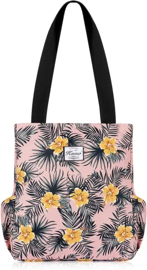 KAMO Floral Tote Bag - Waterproof Lightweight Handbags Travel Shoulder Bag for Hiking Yoga Gym Swimming Travel Beach