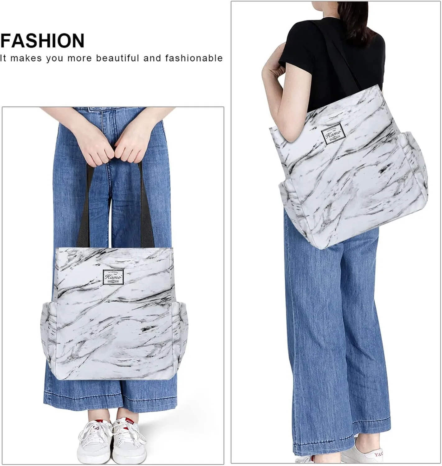KAMO Floral Tote Bag - Waterproof Lightweight Handbags Travel Shoulder Bag for Hiking Yoga Gym Swimming Travel Beach