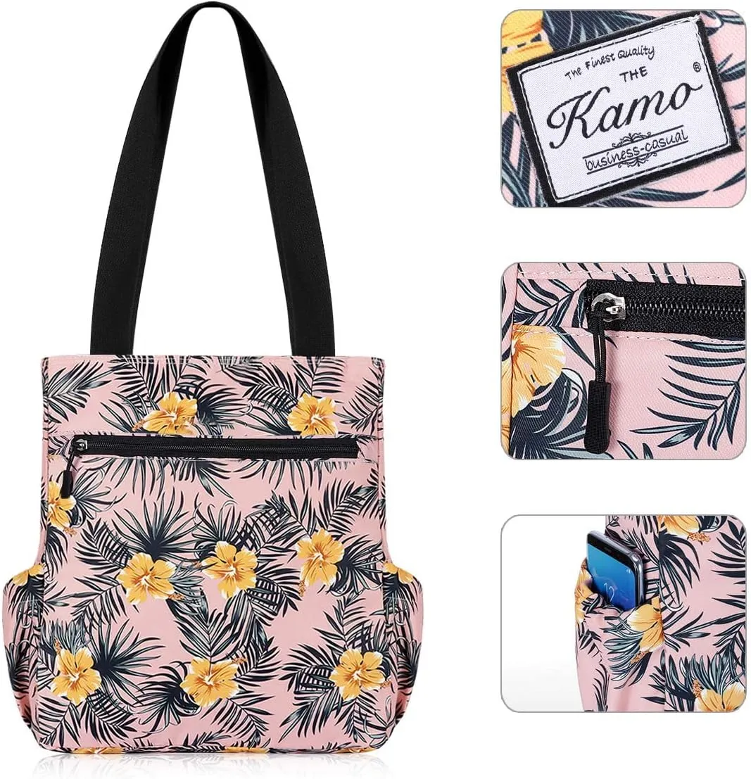 KAMO Floral Tote Bag - Waterproof Lightweight Handbags Travel Shoulder Bag for Hiking Yoga Gym Swimming Travel Beach